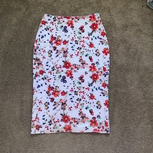 Express Floral Midi Skirt